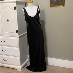 Black satin evening gown